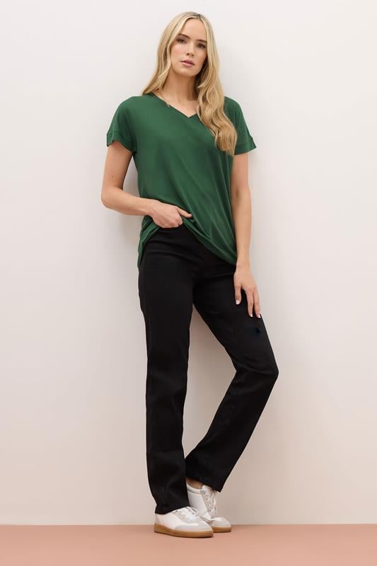 Evans LTS PREMIUM Tall Khaki Green V-Neck Modal T-Shirts