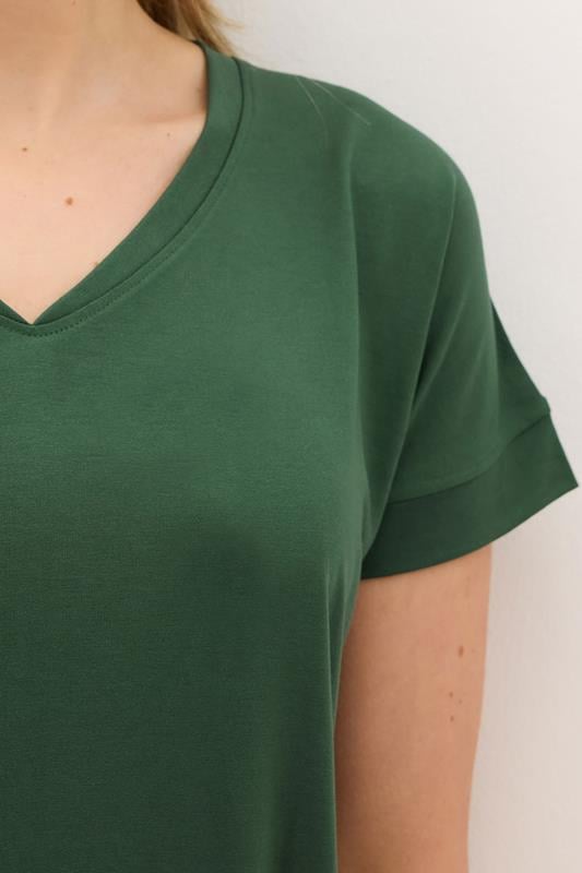 Evans LTS PREMIUM Tall Khaki Green V-Neck Modal T-Shirts