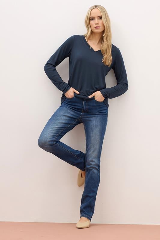 Evans LTS PREMIUM Tall Navy Blue Long Sleeve V-Neck Top