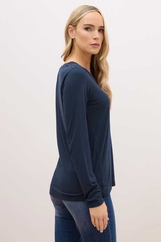 Evans LTS PREMIUM Tall Navy Blue Long Sleeve V-Neck Top