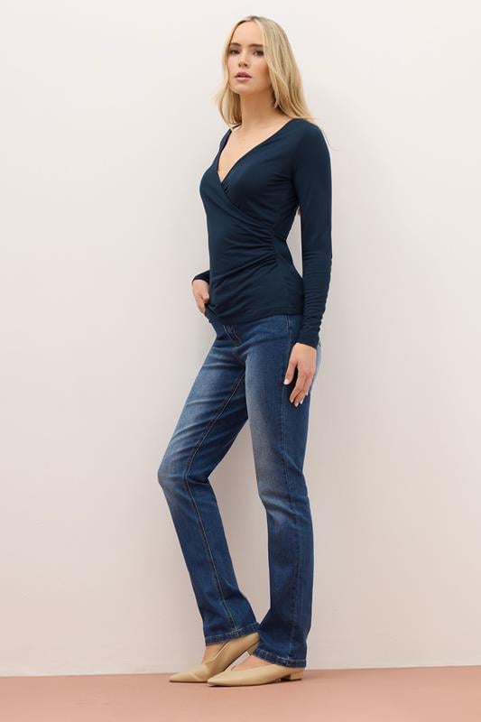 Evans LTS PREMIUM Tall Navy Blue Long Sleeve Wrap Top