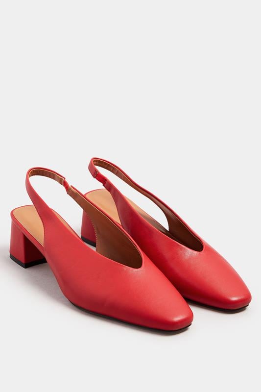 Evans LTS Red Square Slingback Block Heel In Standard Fit