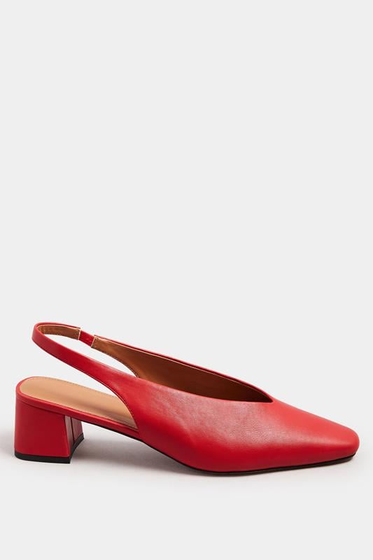 Evans LTS Red Square Slingback Block Heel In Standard Fit