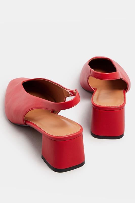 Evans LTS Red Square Slingback Block Heel In Standard Fit