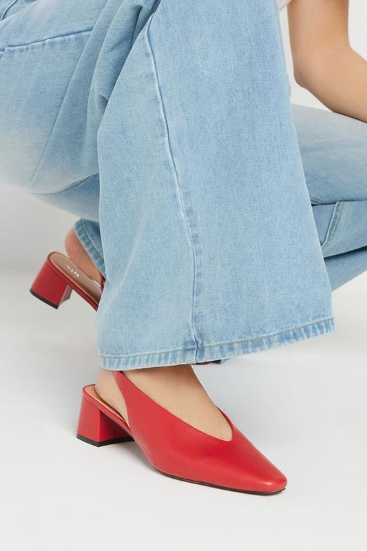 evans LTS Red Square Slingback Block Heel In Standard Fit