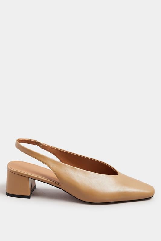 Evans LTS Stone Brown Square Slingback Block Heel In Standard Fit
