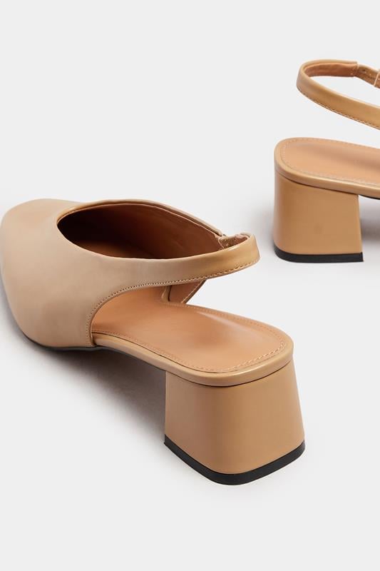 Evans LTS Stone Brown Square Slingback Block Heel In Standard Fit