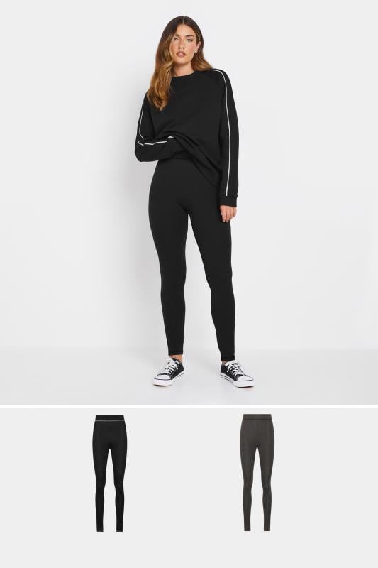 evans LTS Tall 2 PACK Black & Grey Contrast Stitch Leggings