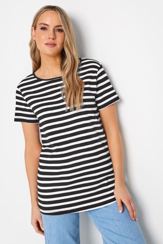 Evans LTS Tall 2 PACK Black & White Stripe Short Sleeve T-Shirts