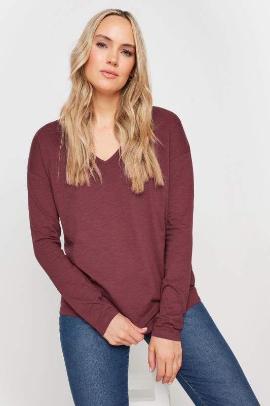 Evans LTS Tall 2 PACK Burgundy Red & Khaki Green Long Sleeve T-Shirts