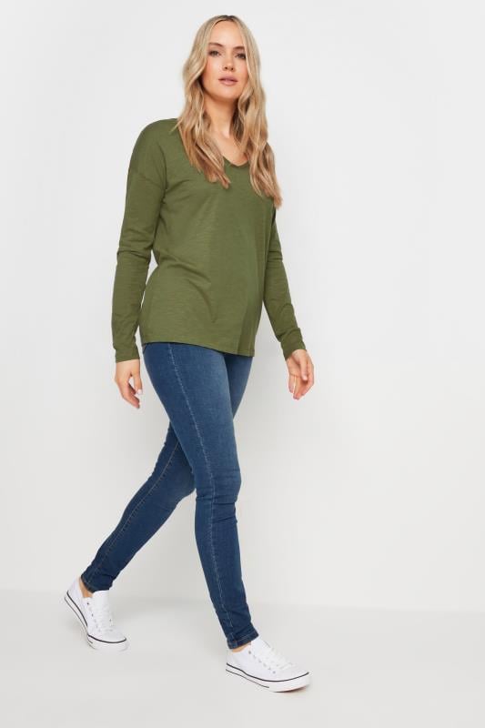 Evans LTS Tall 2 PACK Burgundy Red & Khaki Green Long Sleeve T-Shirts