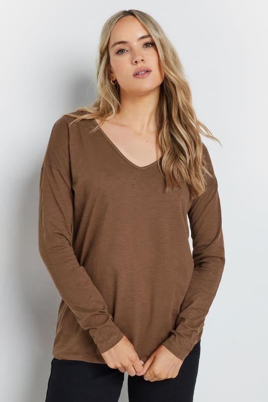 Evans LTS Tall 2 PACK Grey & Brown Long Sleeve T-Shirts
