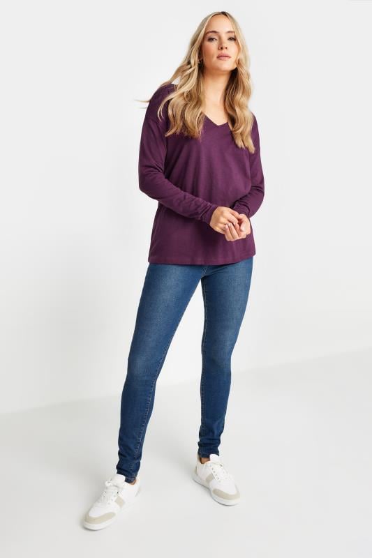 Evans LTS Tall 3 Pack Pink & Purple V-Neck Long Sleeve T-Shirts