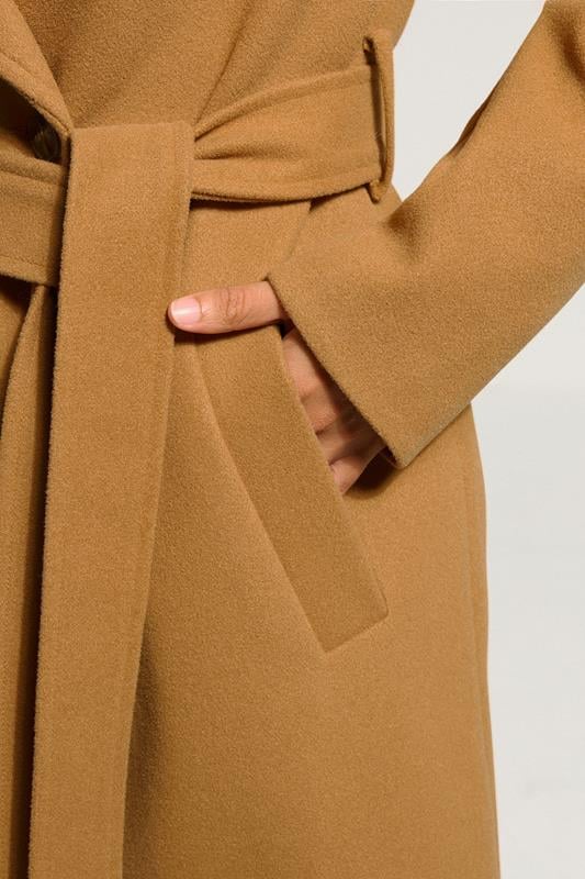 Evans LTS Tall Beige Brown Formal Wrap Belted Midi Coat