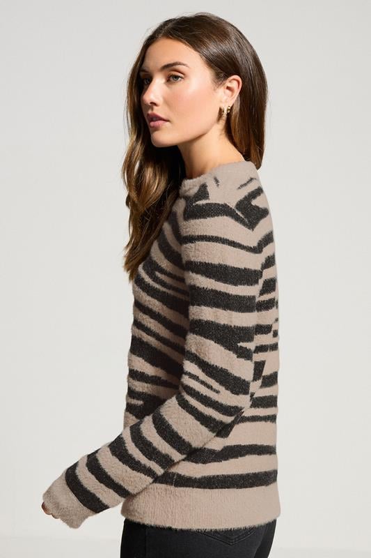 Evans LTS Tall Beige Brown Knitted Zebra Print Jumper