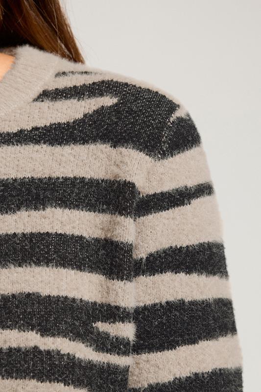Evans LTS Tall Beige Brown Knitted Zebra Print Jumper