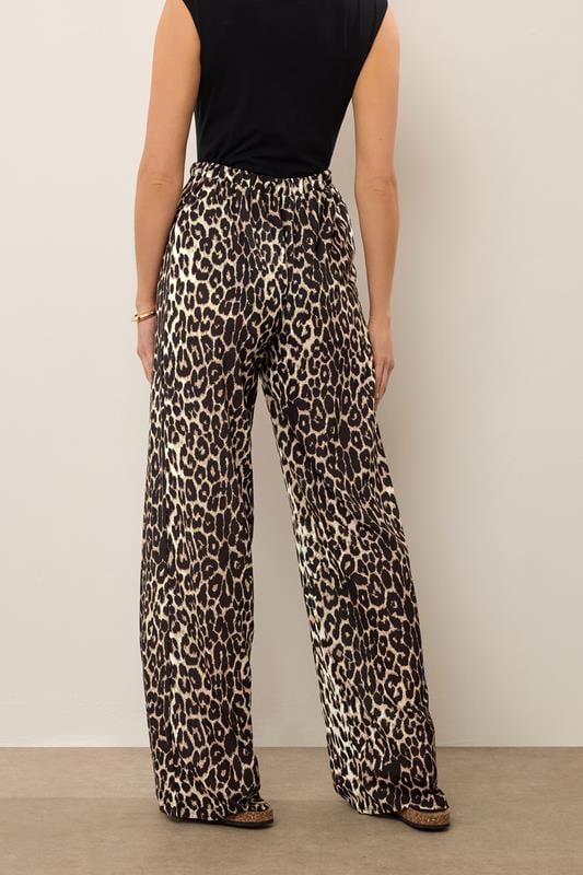 Evans LTS Tall Beige Brown Leopard Print Wide Leg Trousers