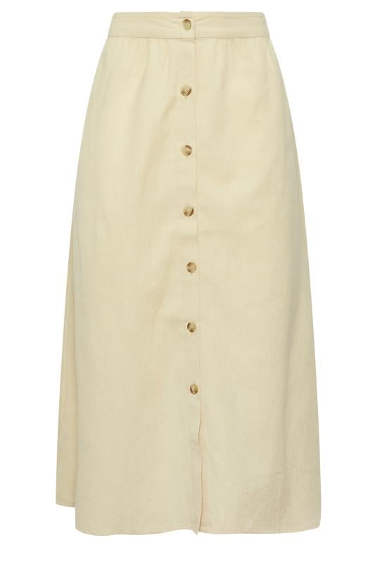 Evans LTS Tall Beige Brown Linen Button Front Skirt