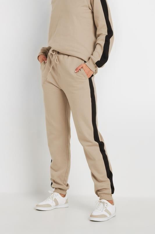 Evans LTS Tall Beige Brown Side Stripe Cuffed Joggers