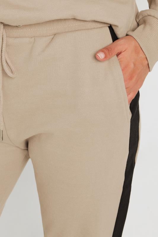 Evans LTS Tall Beige Brown Side Stripe Cuffed Joggers