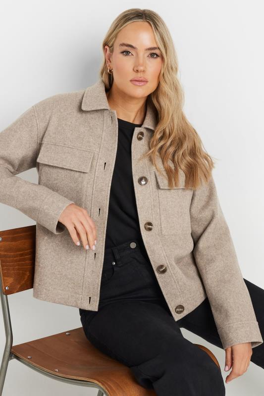 Evans LTS Tall Beige Brown Soft Touch Pocket Jacket