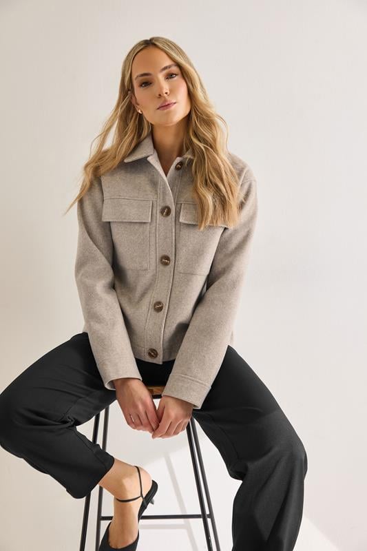 evans LTS Tall Beige Brown Soft Touch Pocket Jacket