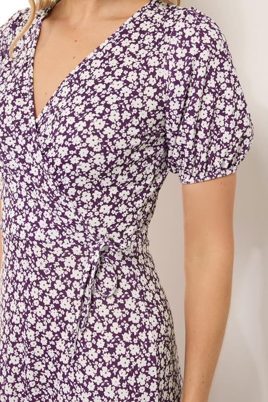 Evans LTS Tall Berry Red Ditsy Floral Print Wrap Maxi Dress