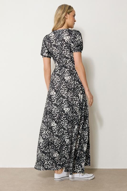 Evans LTS Tall Black Abstract Animal Wrap Maxi Dress
