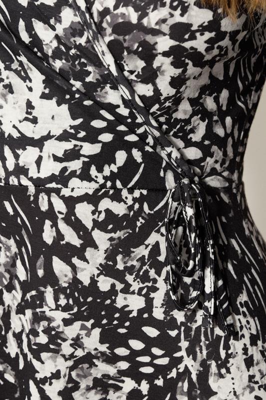 Evans LTS Tall Black Abstract Animal Wrap Maxi Dress
