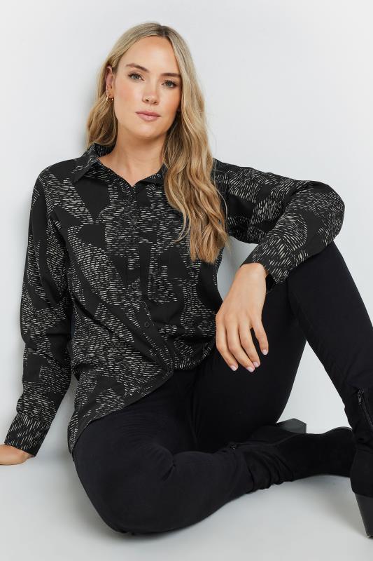 evans LTS Tall Black Abstract Dash Long Sleeve Shirt