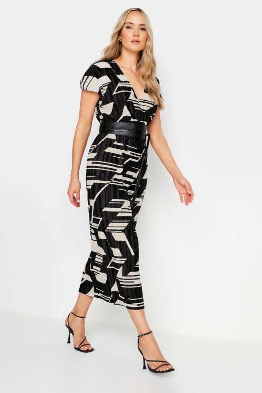 Evans LTS Tall Black Abstract Print Pleat Midi Dress