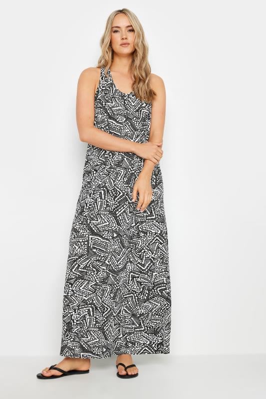 Evans LTS Tall Black Abstract Print Racer Back Maxi Dress