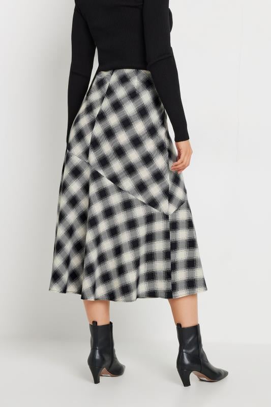 Evans LTS Tall Black Check Print Tiered Midaxi Skirt
