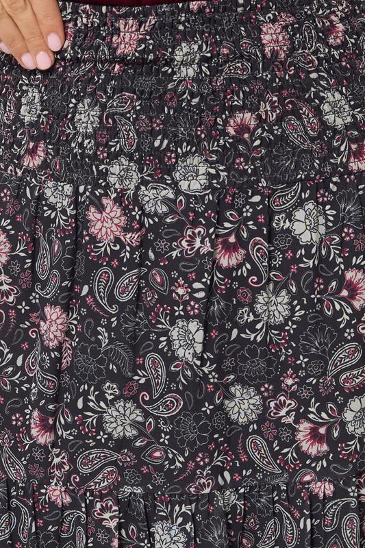 Evans LTS Tall Black Chiffon Paisley Tiered Maxi Skirt