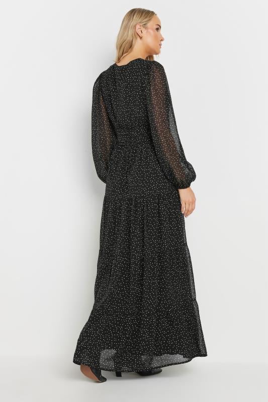 Evans LTS Tall Black Chiffon Spot Tiered Maxi Dress