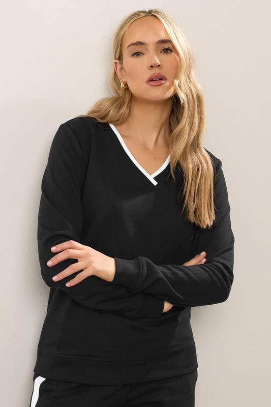 Evans LTS Tall Black Contrast Ribbed Trim Sweatshirt