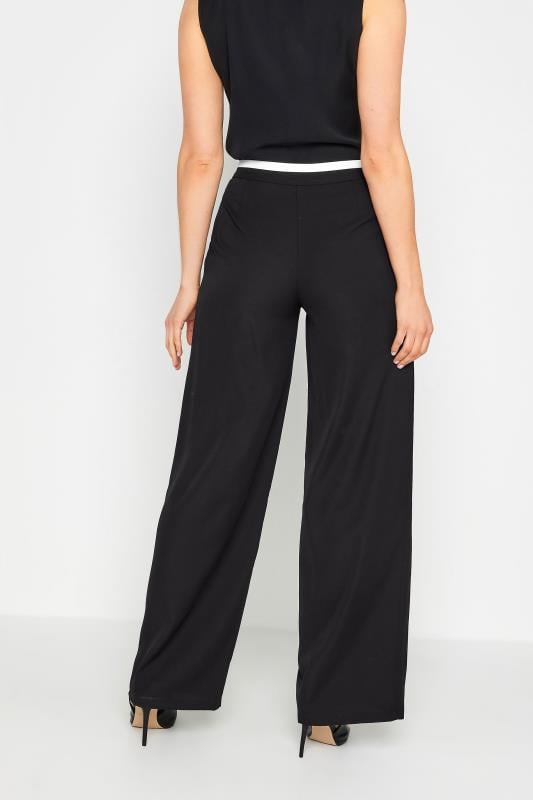 Evans LTS Tall Black Contrast Waistband Wide Leg Trousers