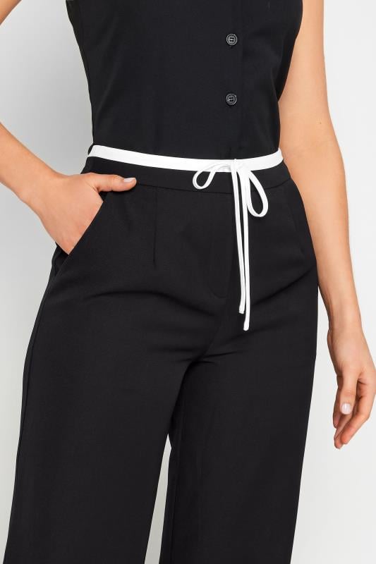 Evans LTS Tall Black Contrast Waistband Wide Leg Trousers