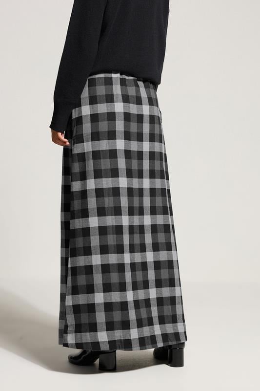Evans LTS Tall Black Cotton Check Side Tie Maxi Skirt