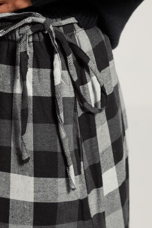 Evans LTS Tall Black Cotton Check Side Tie Maxi Skirt