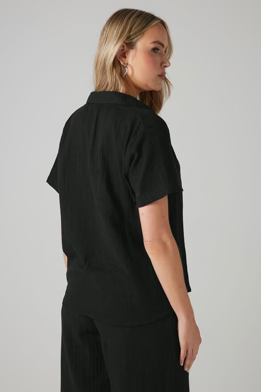 Evans LTS Tall Black Cotton Cheesecloth Short Sleeve Shirt