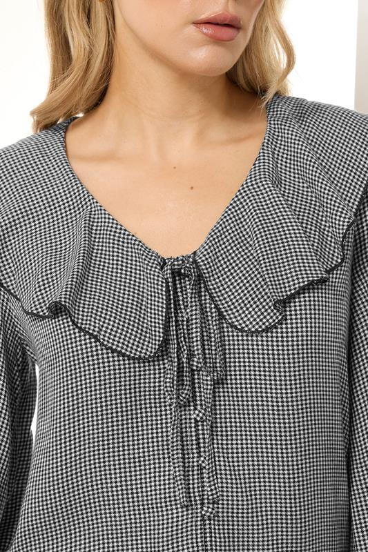 Evans LTS Tall Black Cotton Gingham Check Collar Shirt
