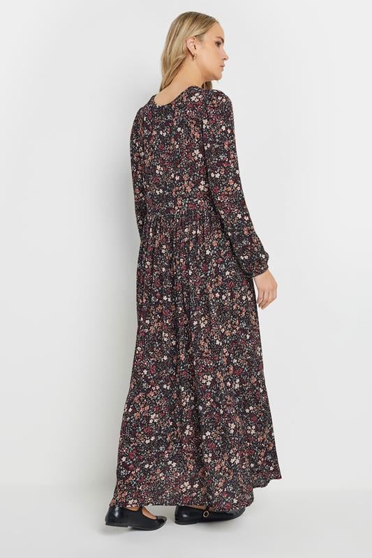 Evans LTS Tall Black Crinkle Ditsy Floral Maxi Dress