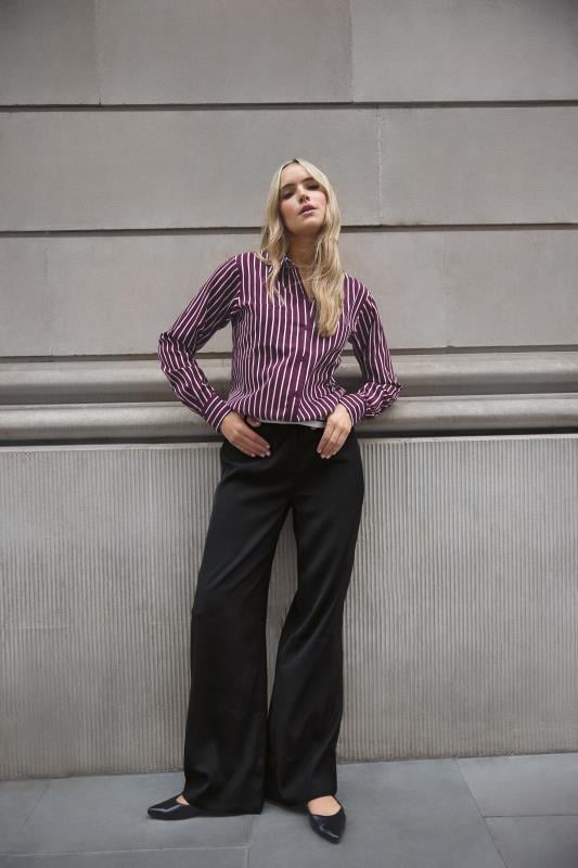 evans LTS Tall Black Cross Over Contrast Waistband Trousers