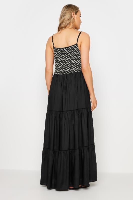 Evans LTS Tall Black Embroidery Detail Tiered Maxi Dress