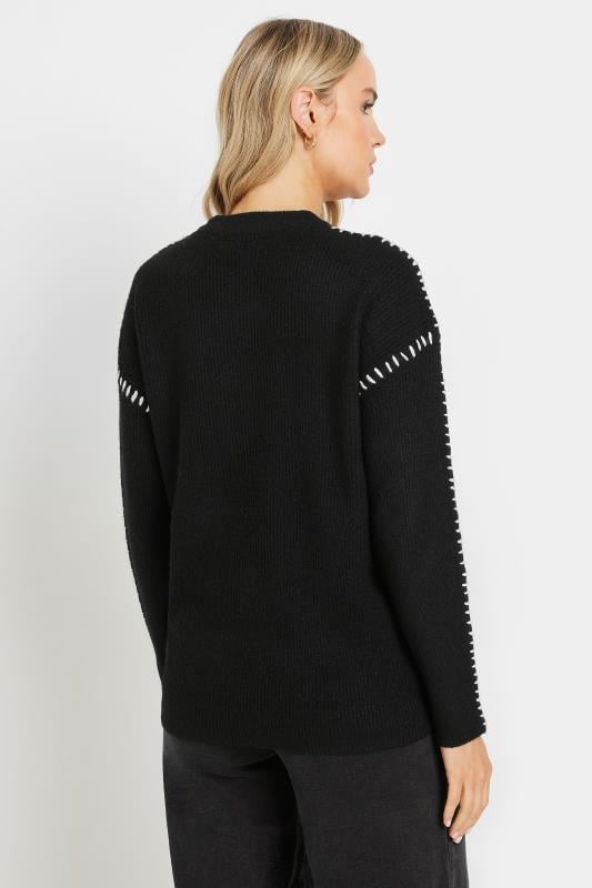 Evans LTS Tall Black Knitted Contrast Stitch Jumper