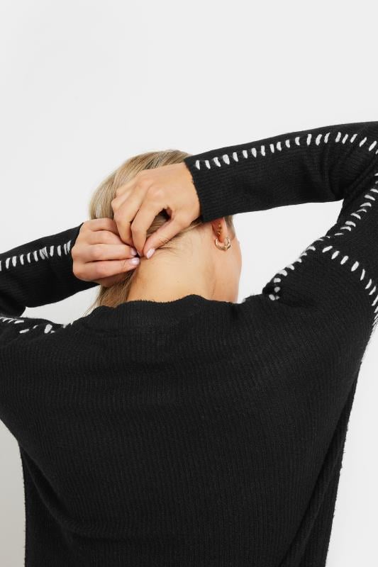 Evans LTS Tall Black Knitted Contrast Stitch Jumper