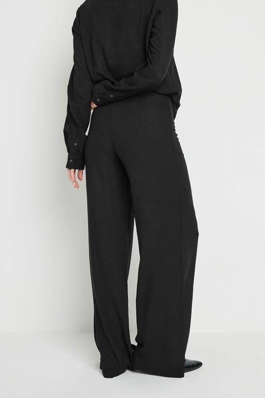 Evans LTS Tall Black Linen Pleated Wide Leg Trousers