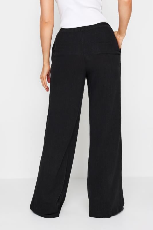 Evans LTS Tall Black Linen Tie Waist Wide Leg Trousers