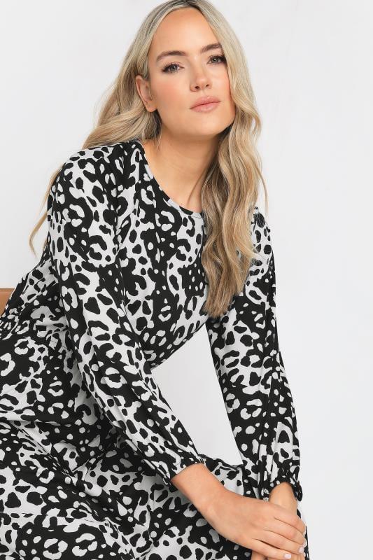 Evans LTS Tall Black Monochrome Animal Print Tea Dress